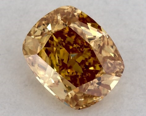 GIA 0.30 Carat Fancy Vivid Yellowish Orange-SI1 Cushion Modified Cut Diamond